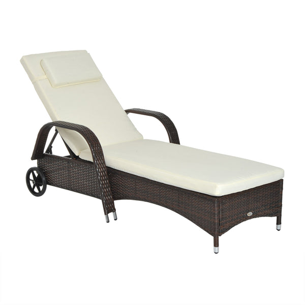 acquista Lettino da Giardino Prendisole Relax in Rattan Sintetico Marrone