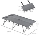Letto Matrimoniale da Campeggio Pieghevole 194x127x46 cm in Metallo e Tessuto Oxford Grigio