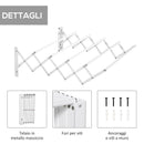 Stendibiancheria a Parete Retrattile 63,5x60x20 cm per Interni ed Esterni in Metallo Bianco      