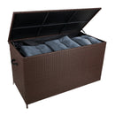 Set Salotto da Giardino 240x186x70 cm ad Angolo con Tavolo e Box Contenitore in Rattan Marrone
