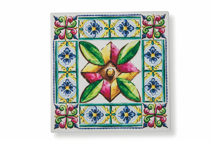 Sottopentola Quadrato in Ceramica Fondo in Sughero 16x16 cm VdE Tivoli 1996 Costiera