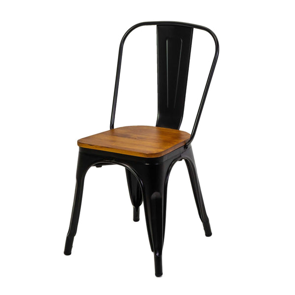 acquista Sedia New Bristol 43x43xh45/84 cm in Ferro Nero con seduta in Legno