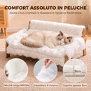 Divanetto per Cani e Gatti Rialzato 70x47x30 cm con Copertura Rimovibile e Piedini Antiscivolo in Peluche e MDF Bianco      