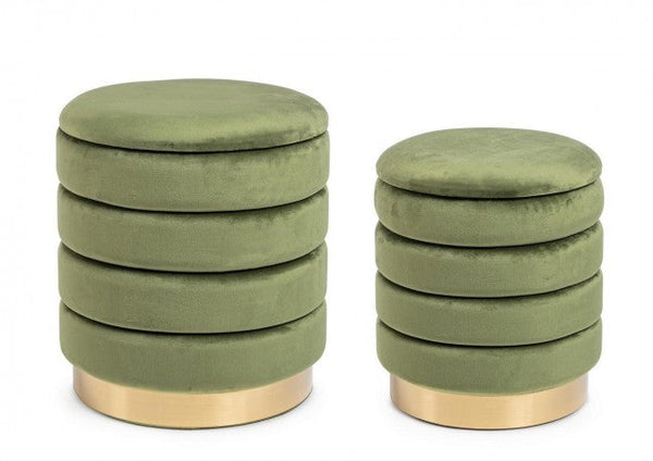 Set 2 Pouf Contenitore Darina Olive in Legno acquista