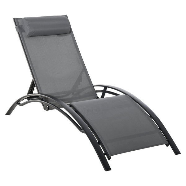prezzo Lettino Prendisole da Giardino 46x171x82 cm in Alluminio e Textilene Grigio