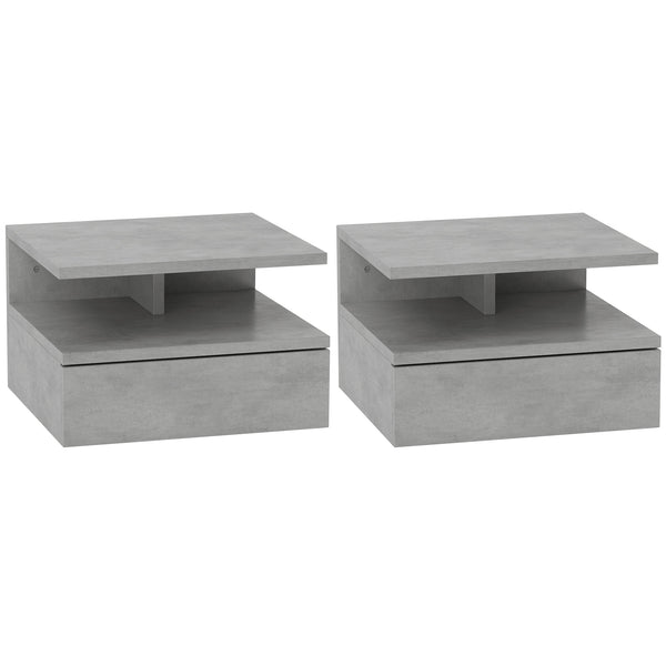 Set 2 Comodini Sospesi per Camera da Letto 35x32x22,5 cm con Cassetto in Legno Grigio online
