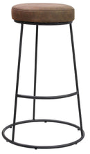 Sgabello da Bar Alto in Metallo Seduta in Similpelle Motti Oklahoma Marrone