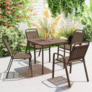 Set 4 Sedie da Giardino 56x66x91 cm Impilabili in Acciaio e PP Marrone Scuro 