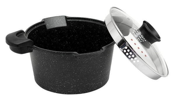 sconto Pentola Colapasta 5,5 Litri in Alluminio Pressofuso Antiaderente Collection Cuociscola Grigio Marmorizzato