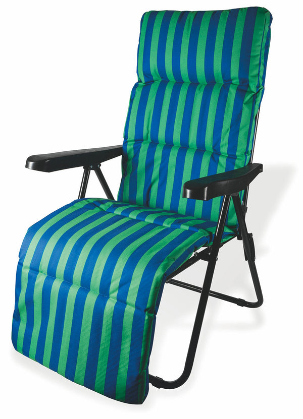 Sedia Sdraio Reclinabile Pieghevole Soriani Righe Verde e Blu prezzo