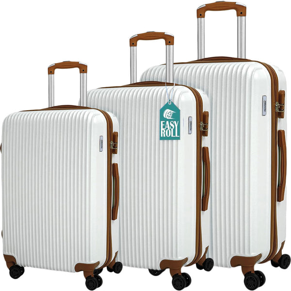 Set 3 Valigie Trolley Rigide da Viaggio Easy Roll Serratura con Codice in ABS Bianco prezzo