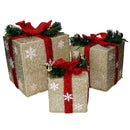 Set 3 Pacchi regalo fiocchi di neve rosso e oro