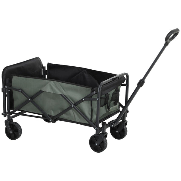 Carrello da Giardino 114x46x65-92 cm Capacità 72L Pieghevole con Pannello Apribile in Acciaio e Poliestere Verde prezzo