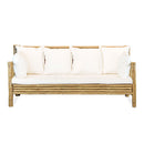 Set Salotto da Giardino Divano 2 Poltrone e Tavolino con cuscini in Bambù Yasmin