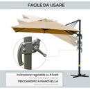 Ombrellone da Giardino Decentrato 3x3m in Alluminio e Poliestere Cachi