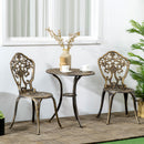 Set 3 Pezzi da Esterno con 2 Sedie da Giardino e Tavolino Rotondo con Foro per Ombrellone in Alluminio Bronzo      