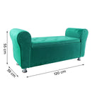 Panca Scendiletto 120x39x55 cm con Brillantini in Tessuto Effetto Velluto Verde