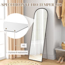 Specchio da Terra e Parete Moderno con Supporto Pieghevole 50x161,5 cm in Lega di Alluminio Nero