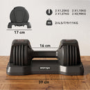 Set Manubri Regolabili 5 in 1 Quick-Dial 11 kg 39x14,5x14,5 cm in PP e Acciaio Nero      