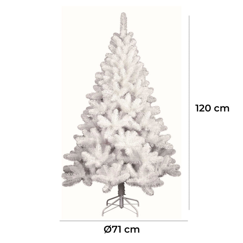 Albero di Natale Artificiale 120 cm 144 Rami Apertura a Gancio Bianco 