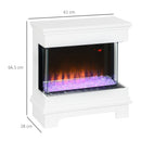 Camino Elettrico da Pavimento 61x28x66,5 cm Effetto Fiamma 2000W Bianco