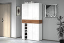 Armadio Scarpiera 6 Ante e 1 Ripiano a Ribalta 114x35x200 cm Savona 6A 1R Bianco Opaco/Rovere Wotan  