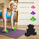 Set Manubri con Supporto 6 Manubri 12kg Totali in Metallo Multicolore      