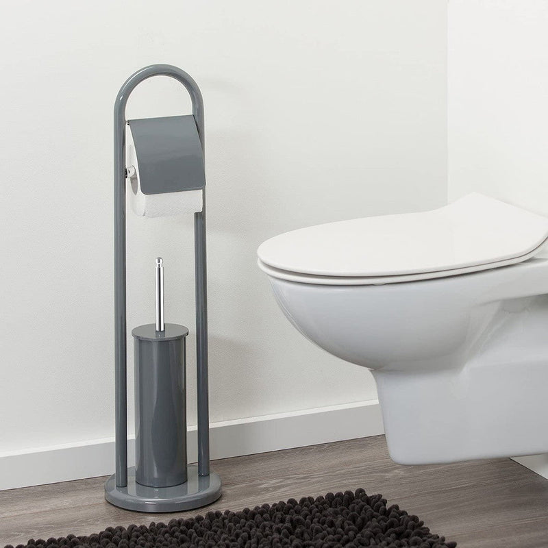 Porta rotolo Porta scopino bagno 22x81 cm Grigio