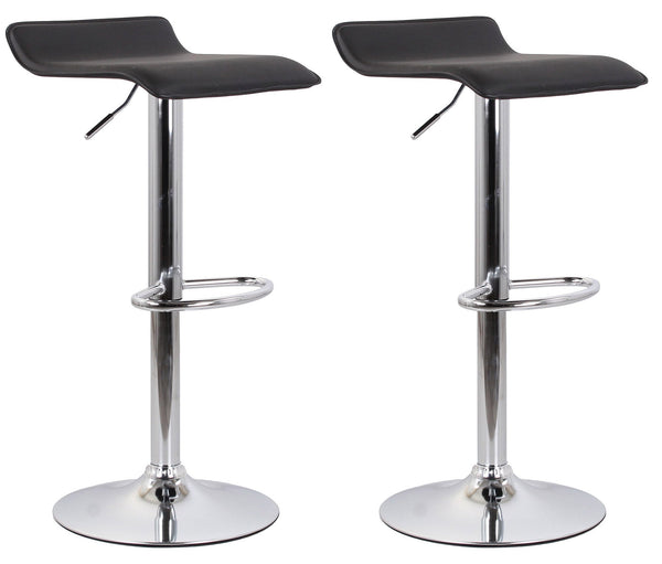 Set 2 Sgabelli 38x40x54/74 cm in Ecopelle con Base Cromata Nero sconto