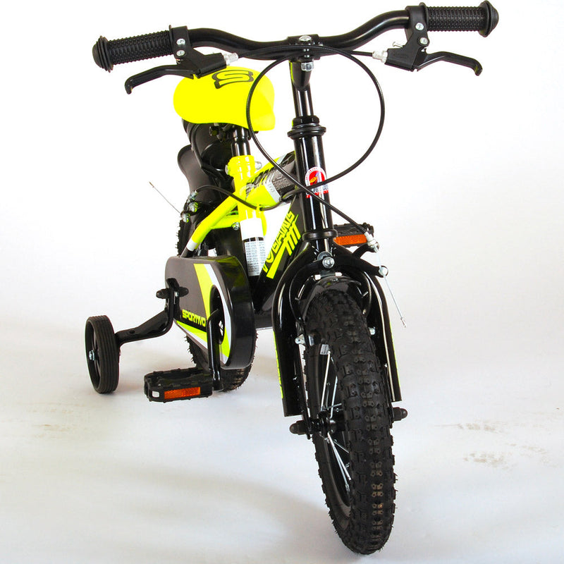 Bicicletta per Bambino 14"" 2 Freni Sportivo Giallo Neon e Nero