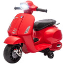 Scooter Elettrica per Bambini Licenza Piaggio Vespa 6V Faro Clacson Ruote Ausiliarie Rosso      