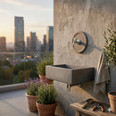 Lavello Rettangolare da Esterno 45x35 cm con Rosone Installazione a Muro in Cemento Madrid Antracite