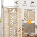 Paravento da Interno a 3 Pannelli Pieghevole e Separabile Design a Foglie 120x170 cm in Legno      