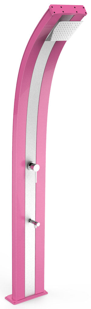 prezzo Doccia Solare da Esterno Giardino 40L Miscelatore e Lavapiedi Arkema Dada Fascia Inox Fuxia