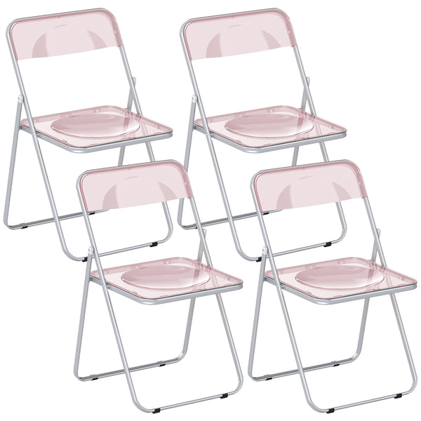 prezzo Set 4 Sedie Pieghevoli 47x48x75 cm in Acrilico Trasparenti Rosa