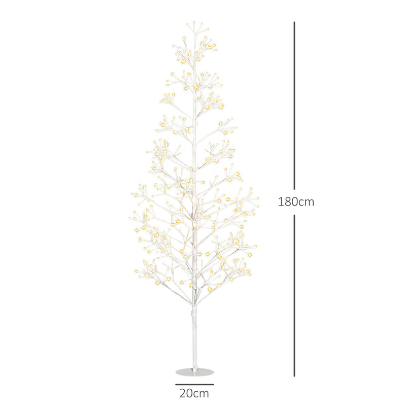 Albero di Natale Artificiale 180 cm 384 Luci LED Bianche per Interni ed Esterni al Coperto Bianco 