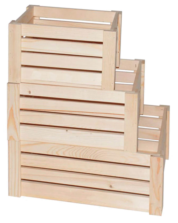 Set 3 Casse Multiuso in Legno di Abete Orion Grezzo prezzo