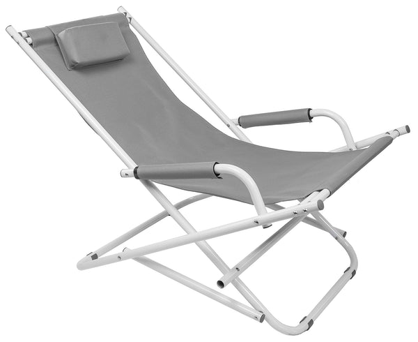 acquista Sedia Sdraio Basculante Pieghevole 98x61x72 cm in Acciaio e Tessuto Oxford 600D Grigio