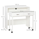 Scrivania con Cassetti e Ruote 100x36x88 cm in Metallo e MDF Bianca