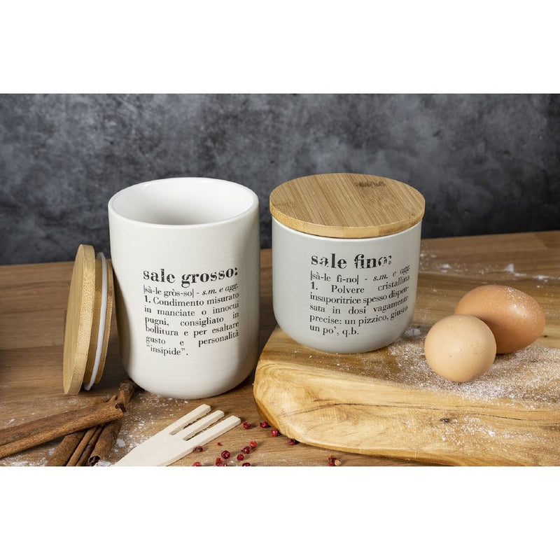 Barattolo Sale Fino 500 ml in New Bone China VdE Tivoli 1996 Grigio