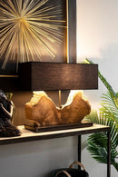Lampada da Tavolo 60x20x55 cm E27 in Legno Pralume in Cotone Nero