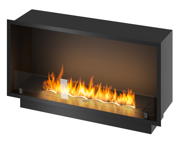 sconto Camino a Bioetanolo da Incasso 104,4x59,4x30 cm Inside 1000 Slim Nero con Vetro