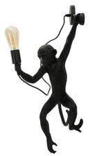 Lampada da Muro Monkey Nera 32x32x64 cm in Resina Nero e Oro      