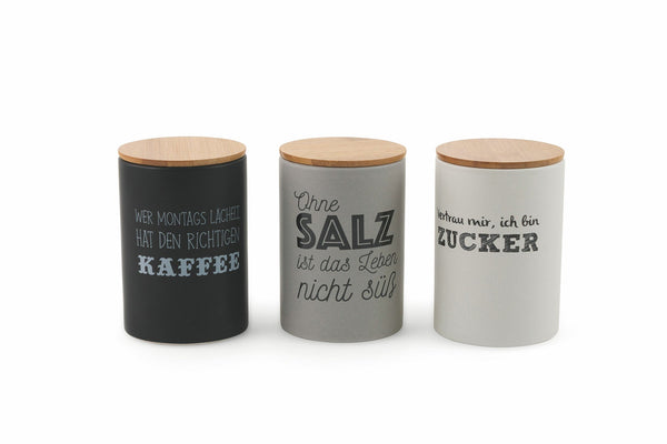 Set 3 Barattoli Sale Zucchero e Caffè 700 ml in Dolomite Coperchio in Bamboo VdE Tivoli 1996 acquista