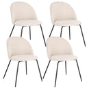 Set 4 Sedie 49x55x77 cm Tanya in Bouclè Nero e Avorio