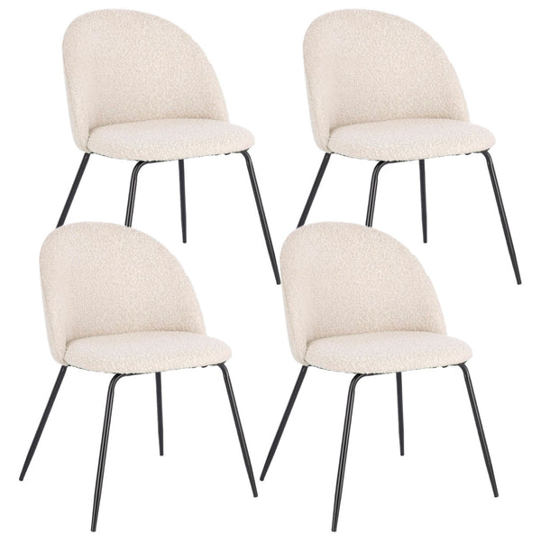 Set 4 Sedie 49x55x77 cm Tanya in Bouclè Nero e Avorio sconto