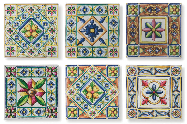 Set 6 Sottobicchieri Quadrati in Ceramica Fondo in Sughero 10x10 cm VdE Tivoli 1996 Costiera prezzo
