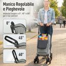 Carrello Spesa Pieghevole 44x58x100 cm Borsa da 46L con Ruote Scomparto Refrigerato in Alluminio Grigio      