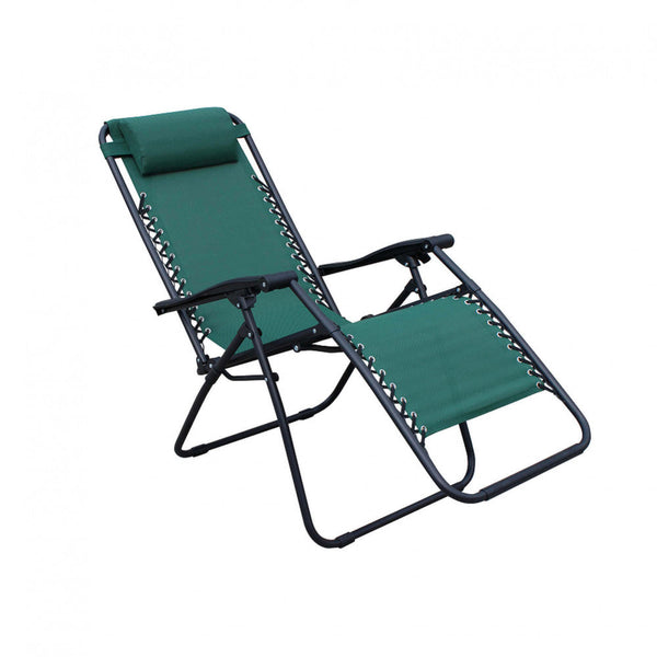 Sedia Sdraio Zero Gravity Reclinabile Pieghevole 88x65x110 h cm in Acciaio e Textilene Verde Scuro sconto