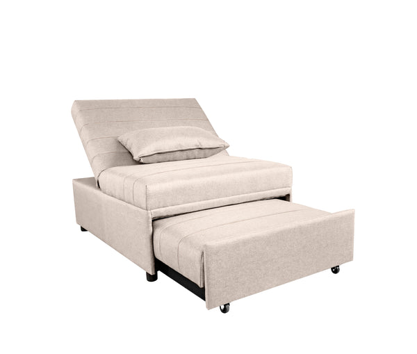 acquista Poltrona Letto Singolo Trasformabile 80x113x45 cm in Tessuto Beige